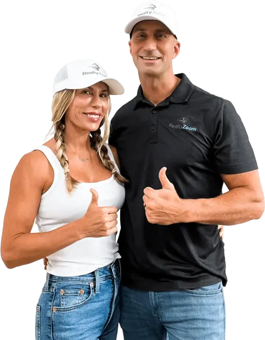 BlueSky Home Offer owners giving a thumbs up, signaling a successful home sale and approved cash offer.